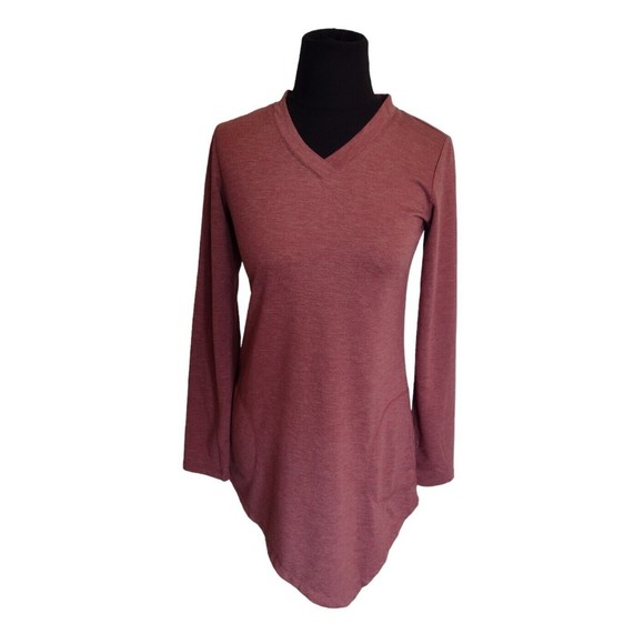 LOGO Lounge Womens  XXS Pullover Top Lilac Rose Pockets Asymmetric Hem - Picture 1 of 6